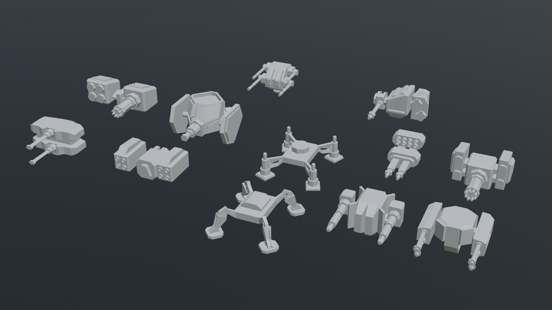 Low Poly Sci-fi Defence Turrets Set | Fab