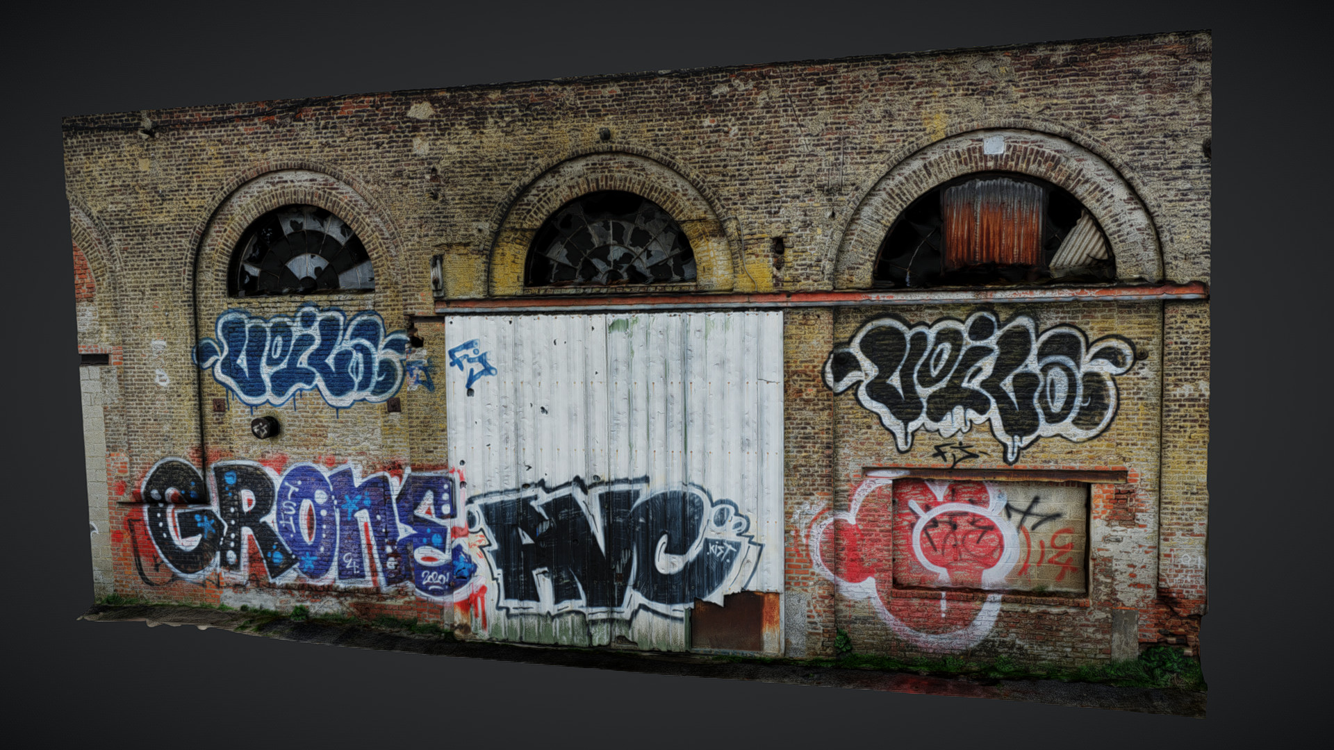 Brick wall grafiti of old factory | Fab