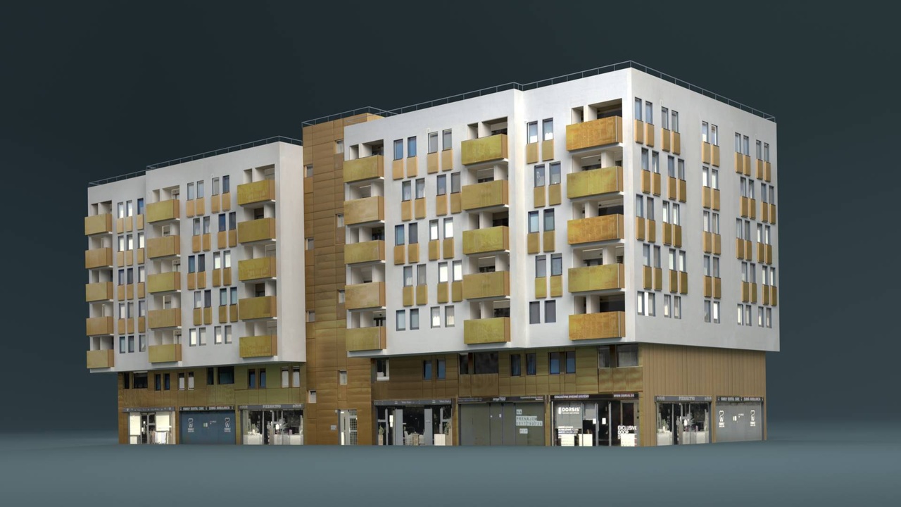 Media 1 for listing Hotel Building - Photo-Textured with Window Lights