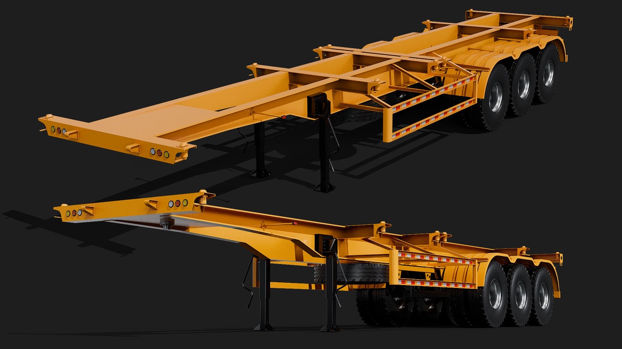 Media 1 for listing 3 axle Skeleton semi trailer container chassis 3D model