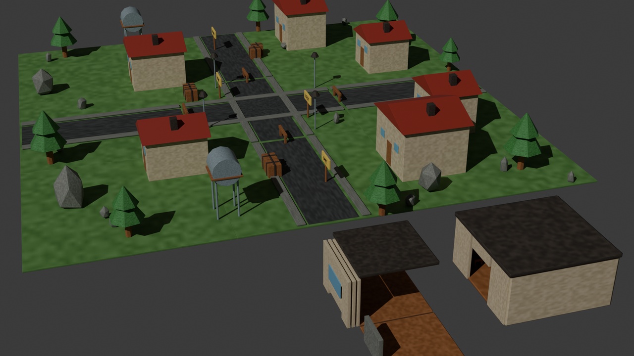 Low Poly Modular Town | Fab