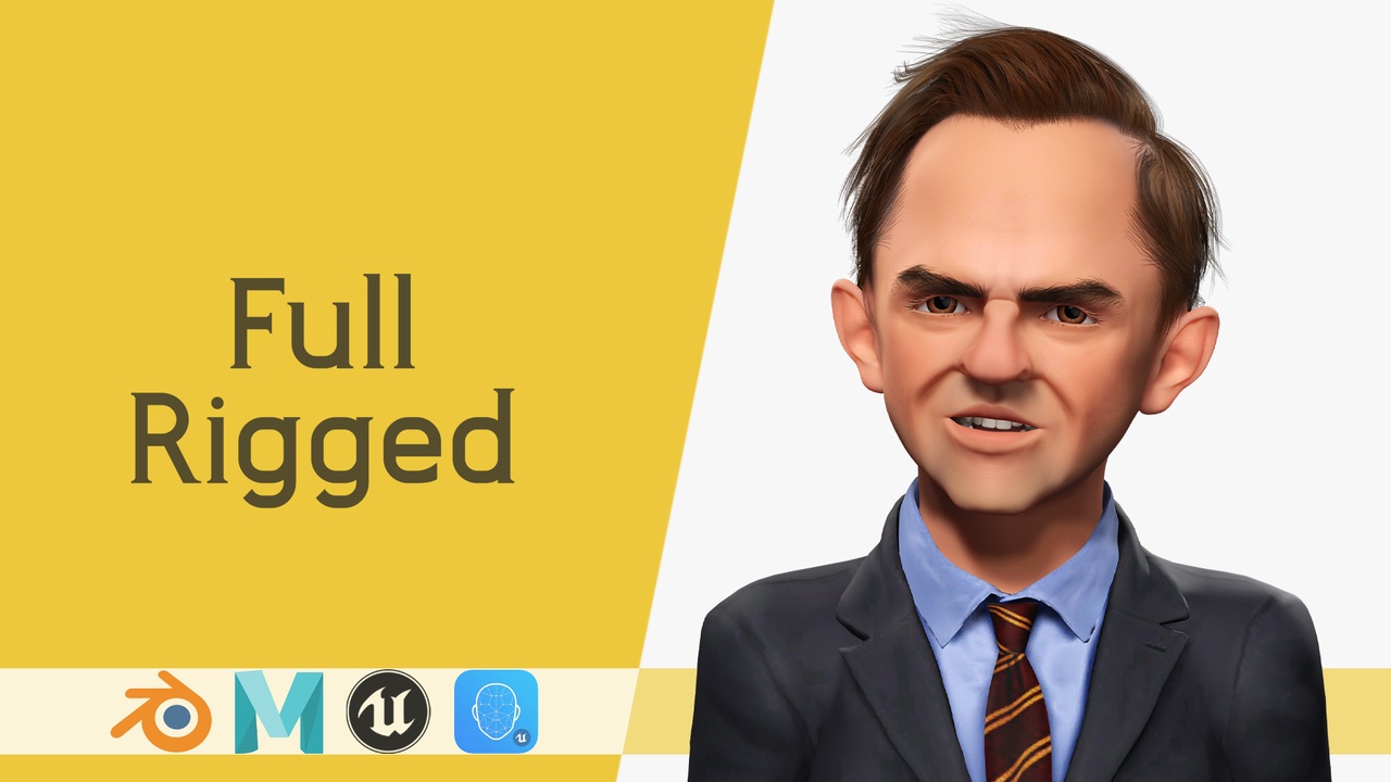 商品 Angry Boss with Suit and Tie Stylized Cartoon 3D Businessman 的媒体 1