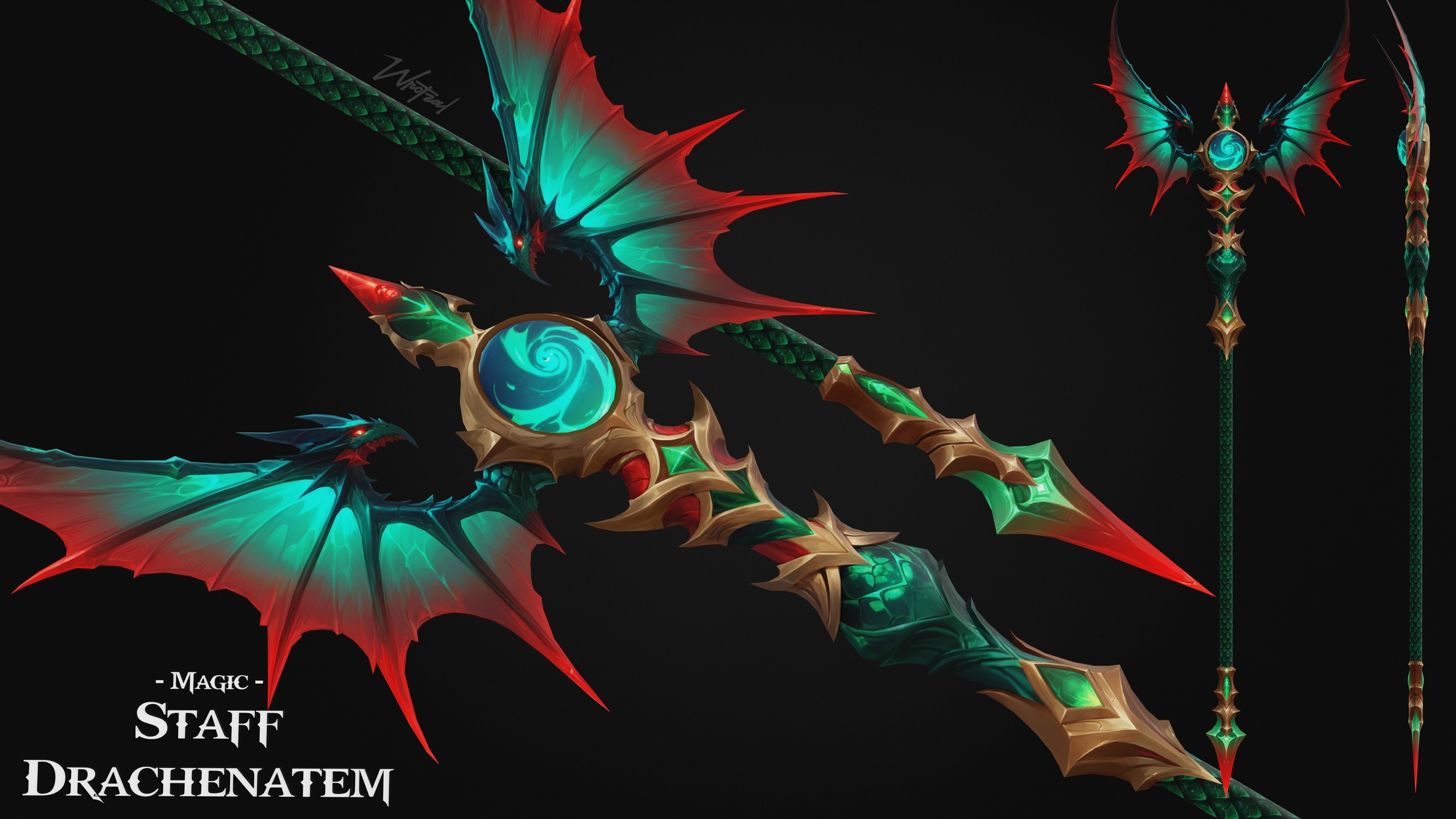 Media 1 for listing Staff Drachenenum [Stylized Fantasy]