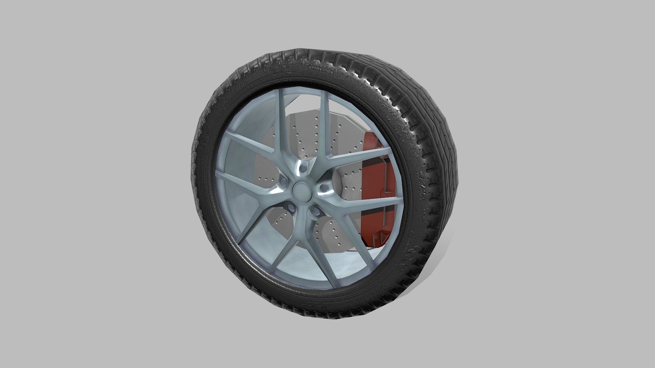 Media 1 for listing Car wheel with brake disc - Low poly