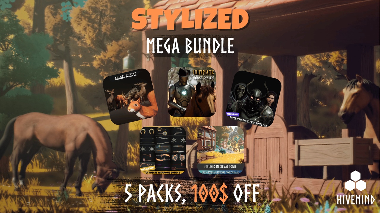 商品 Stylized Game Mega Bundle (Stylized Town, Stylized Horse, Stylized Animals) 的媒体 1