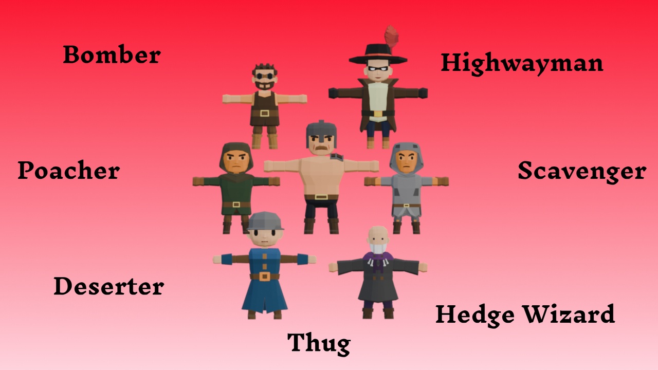 Media 1 for listing LOWPO: Bandit & Outlaw Enemy Pack – Low Poly Fantasy RPG Characters