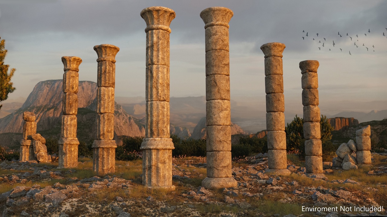 Media 1 for listing Modular Ancient Stone Columns Pack – Stylized & Damaged Variants