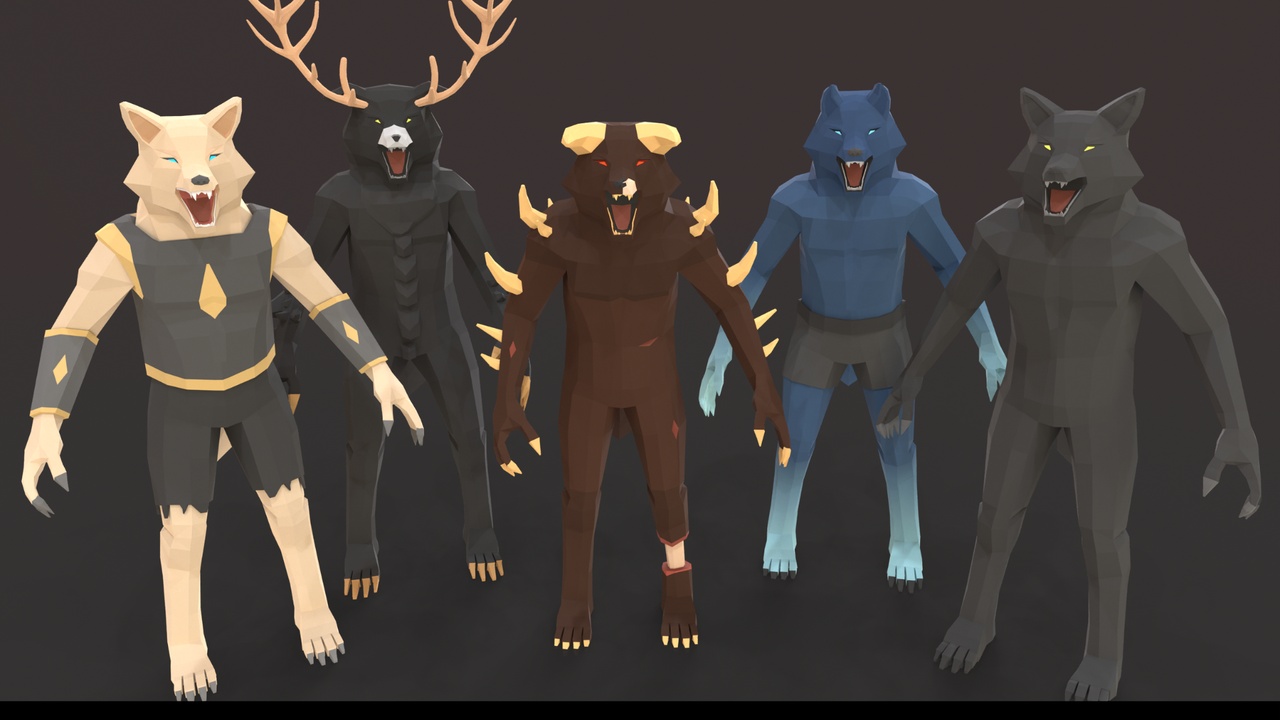 Media 1 for listing LOW POLY Werewolf Pack