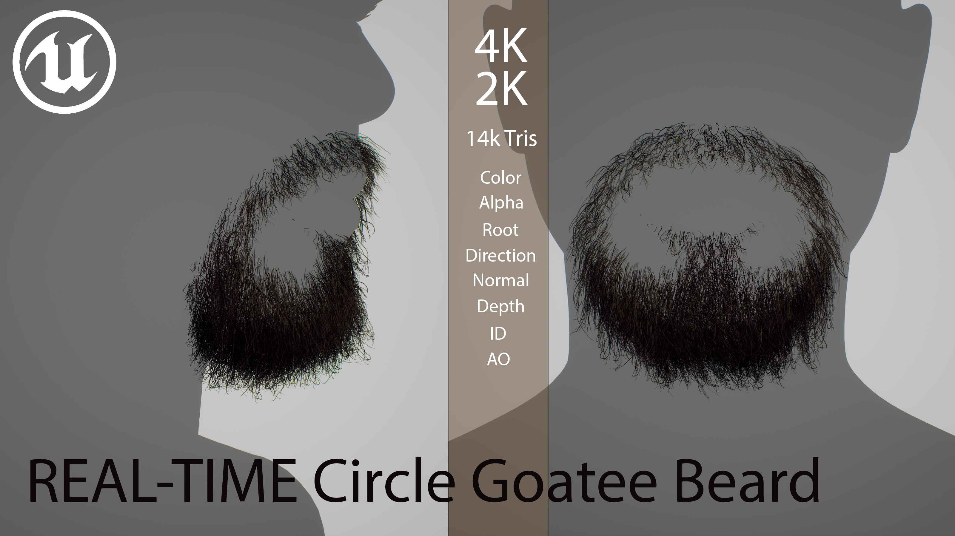 Real-Time Circle Goatee Beard Long - Haircards / Low-Poly Facial Hair | Fab
