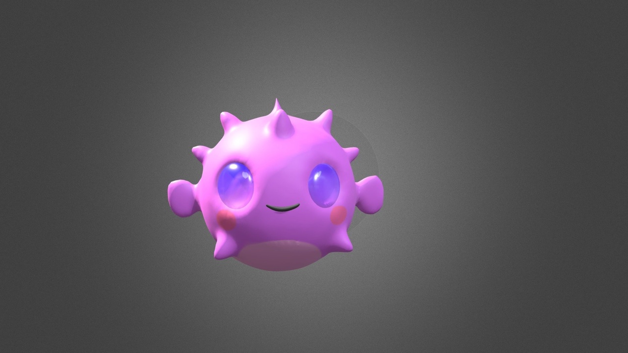 Media 1 for listing Kawaii Pufferfish – Cute Stylized 3D Model FBX