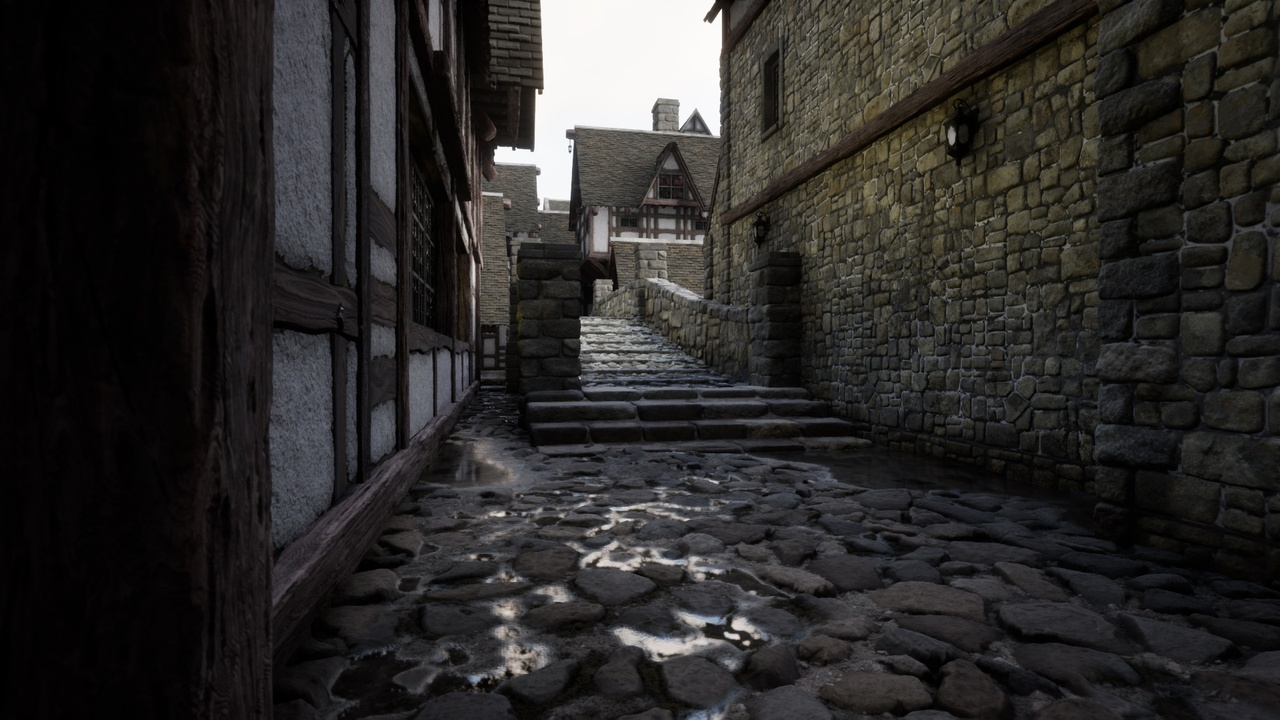 Media 1 for listing Modular Medieval Town on Water – Interiors & Day/Night/Cloudy Lighting