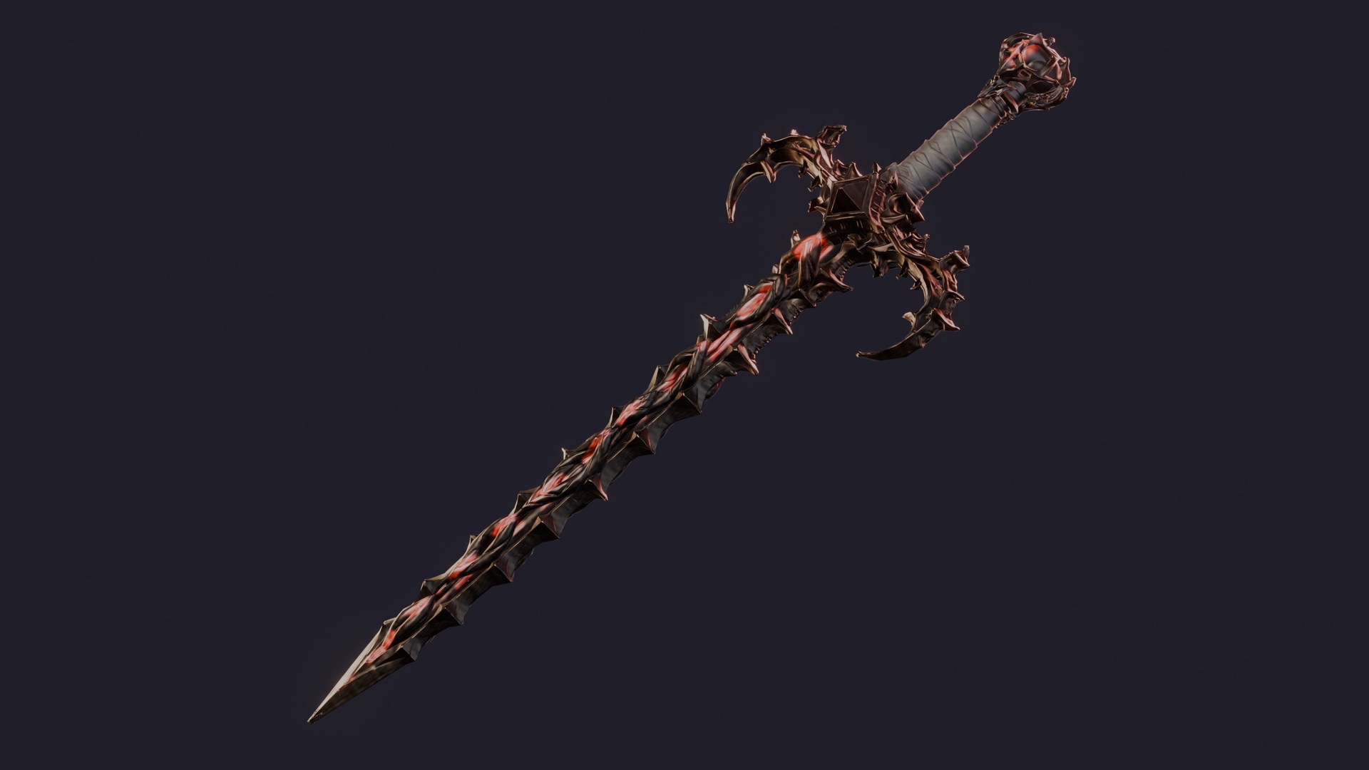 Media 1 for listing Crimsonmaw - Gothic Thornblade Flamberge | Dark Fantasy Game Ready PBR