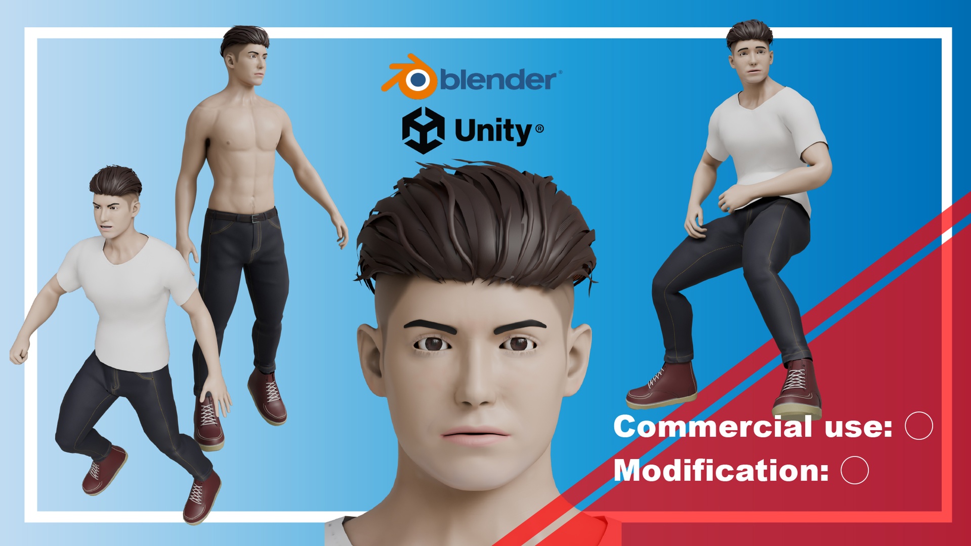 Media 1 for listing Rigged Male Character – Blender & Unity Ready