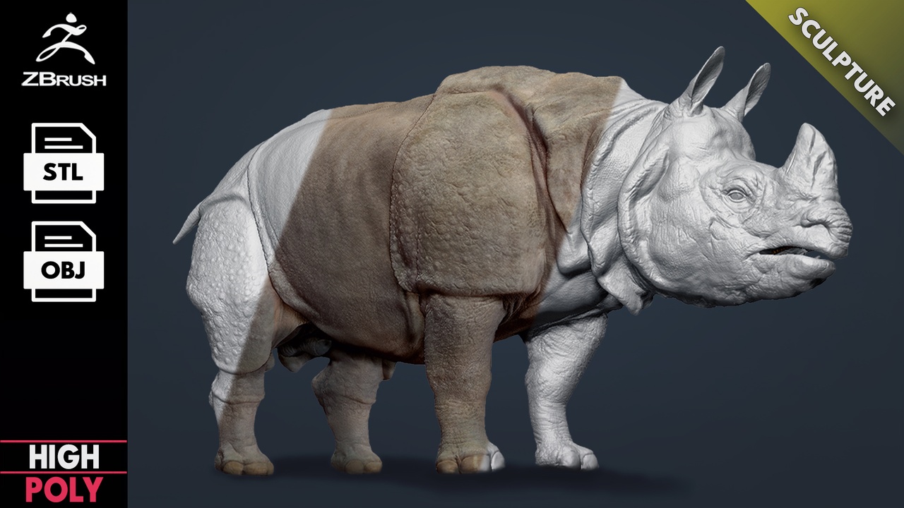 商品 Indian Rhinoceros - Sculpt 的媒体 1