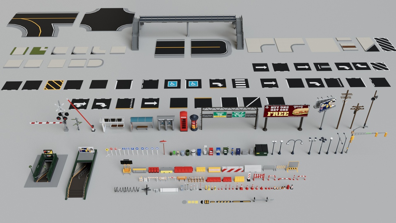 Media 1 for listing Road and Street Props Mega Pack Collection - Game Ready