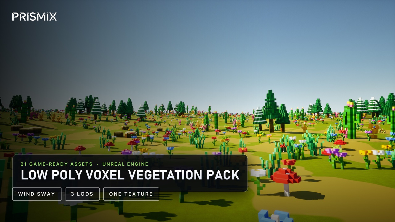 Media 1 for listing Low Poly Voxel Vegetation Pack | PRISMIX Props
