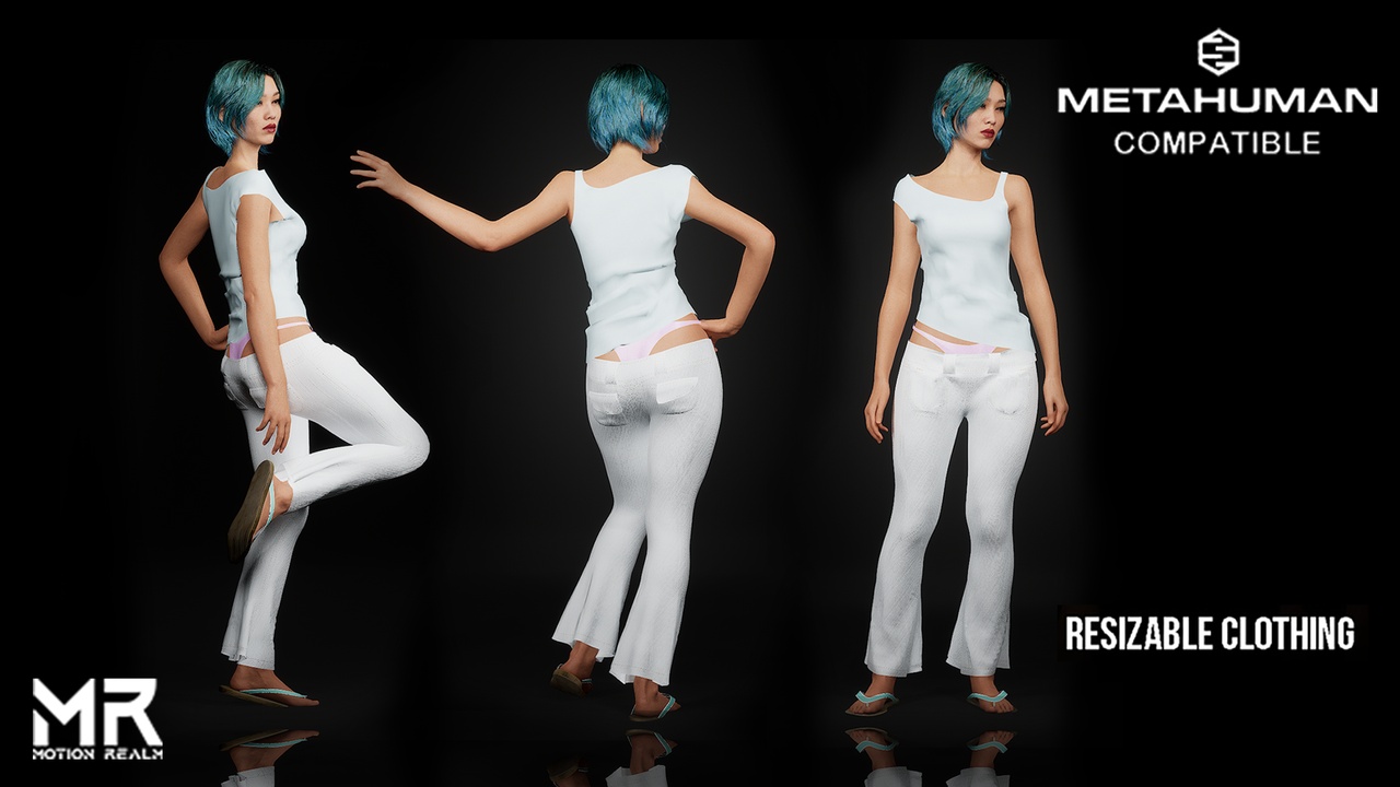 Media 1 for listing MetaHuman Outfit - Cargo Pants, Off-Shoulder Top (One-Strap)