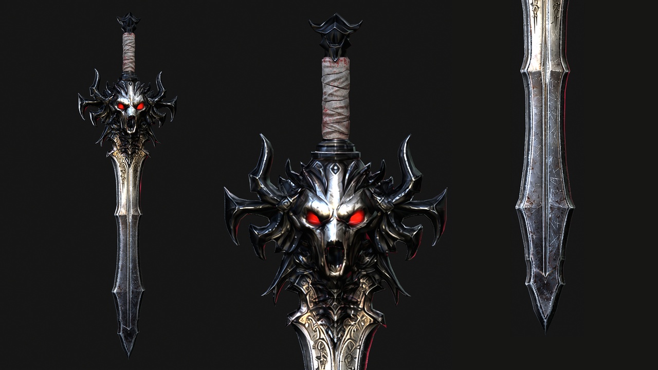Media 1 for listing Demon Skull Greatsword – Fantasy Dark Weapon game ready (UE5 + Unity)