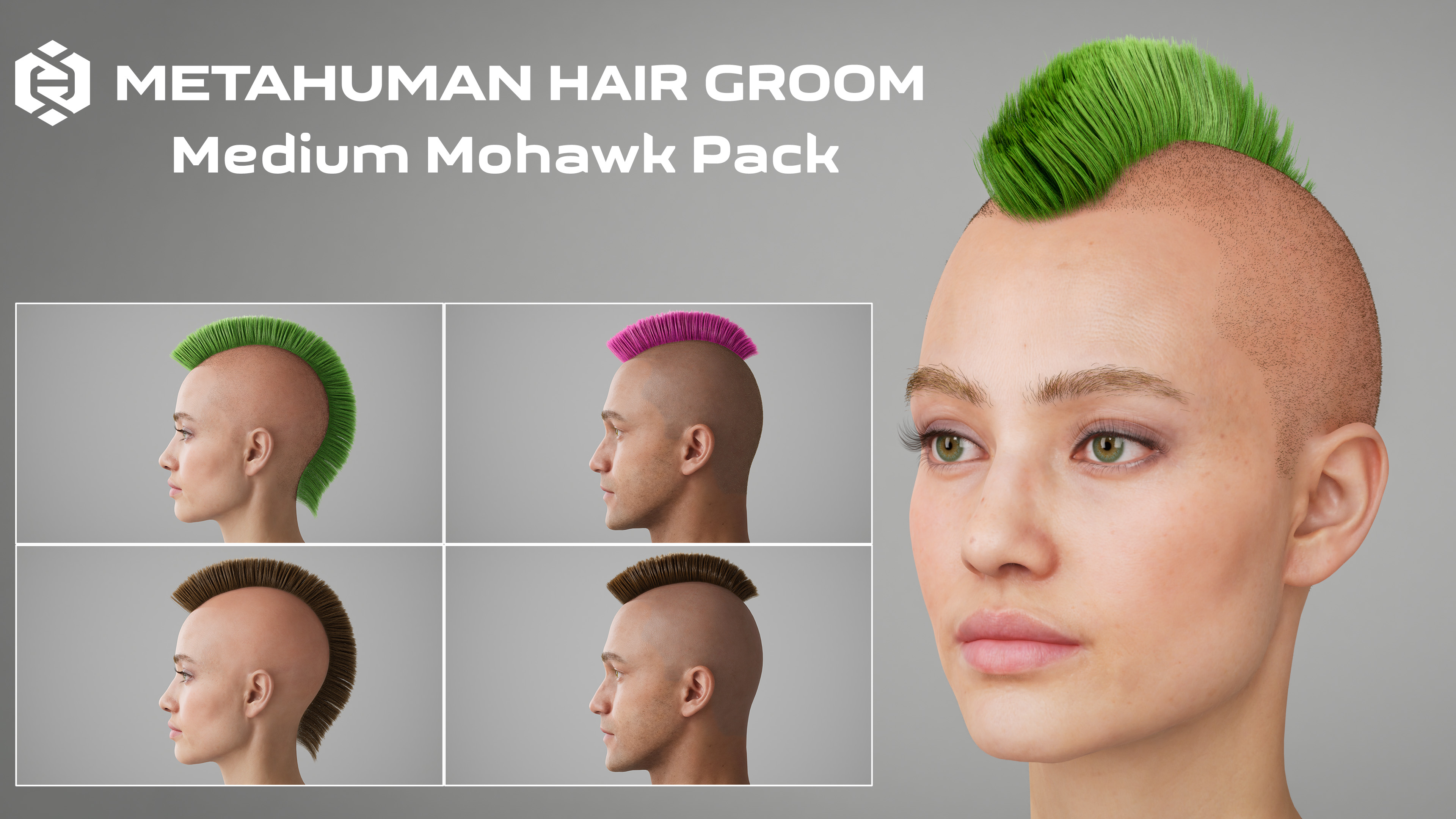 Medium Mohawk Pack - MetaHuman Groom | Fab