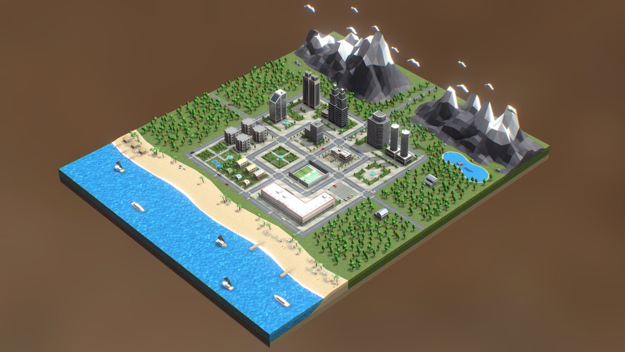 Low Poly Mini City | Fab