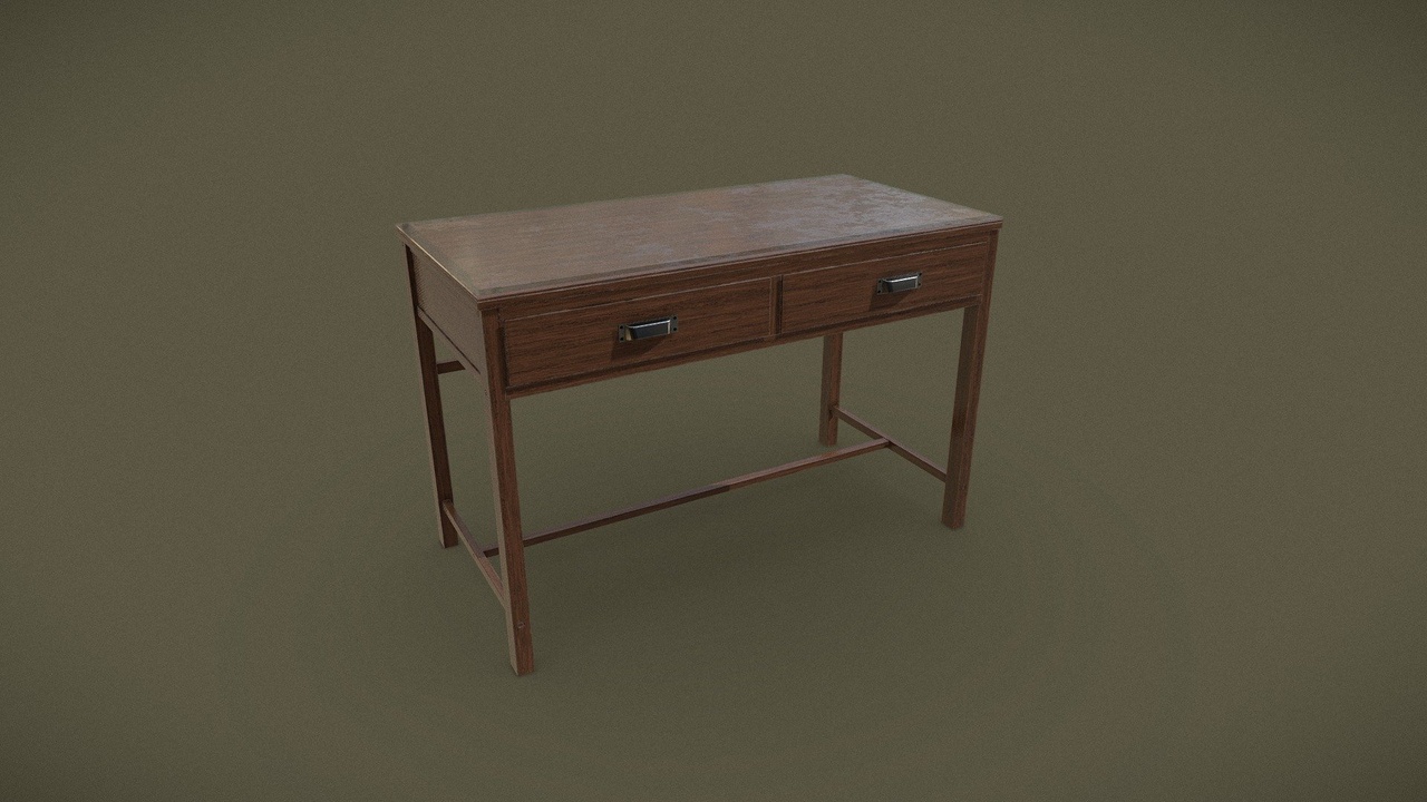 Media 1 for listing Vintage-Inspired Wooden Writing Desk with Dual Drawers