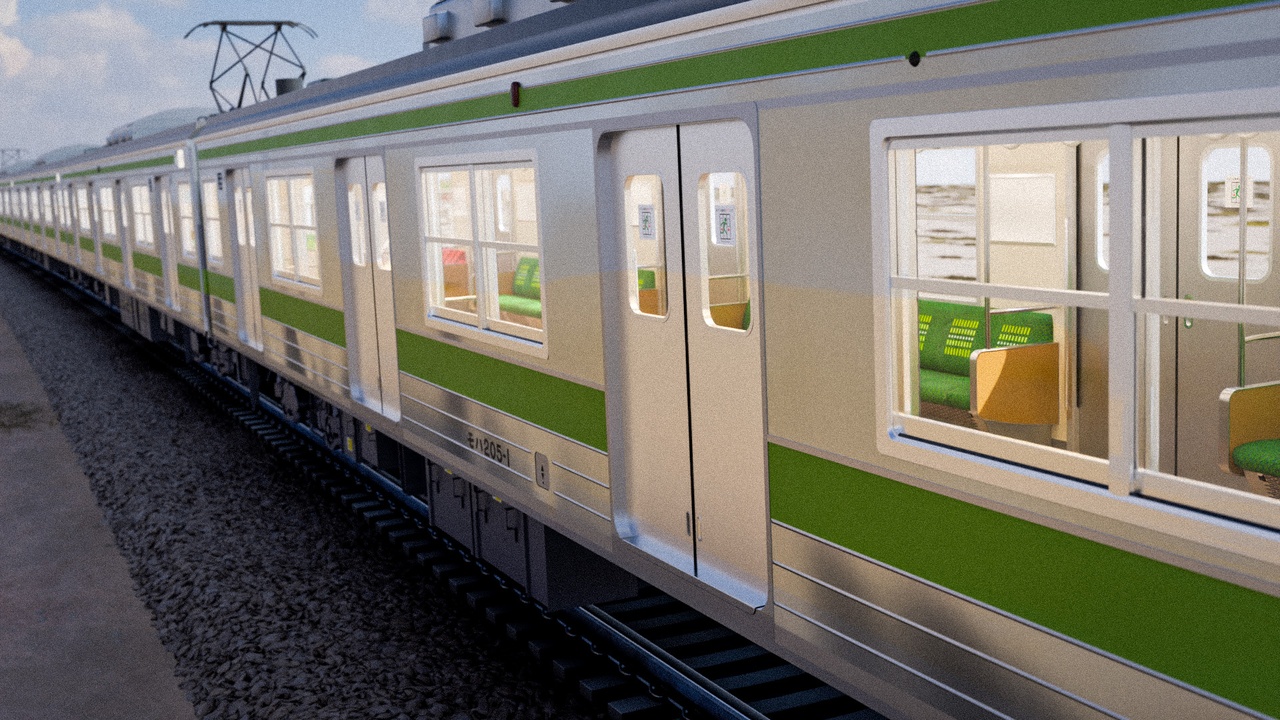 Media 1 for listing Japanese Train 3D Model JNR/JR 205 Series - Yamanote Line | Rigged | 日本の電車 3Dモデル