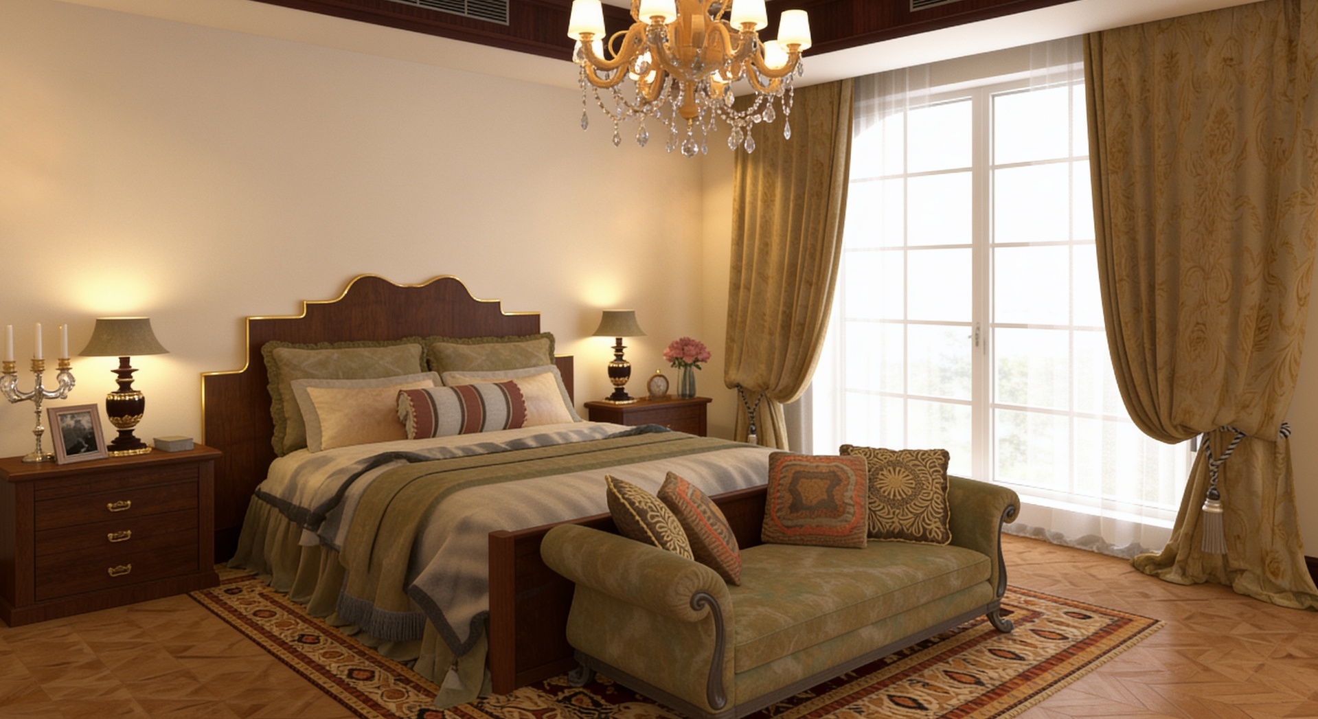 Media 1 for listing Classic Luxury Master Bedroom Interior Scene - Classic Baroque Bedroom Interior