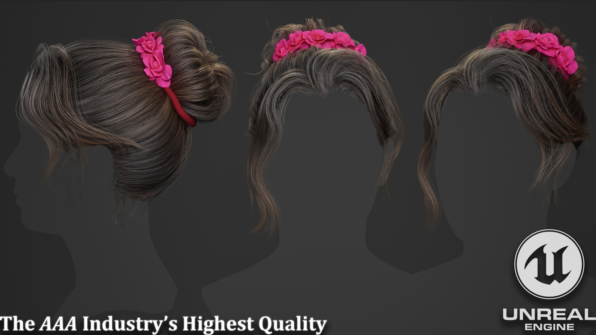 Media 1 for listing High Bun Hair - Realtime Game ready