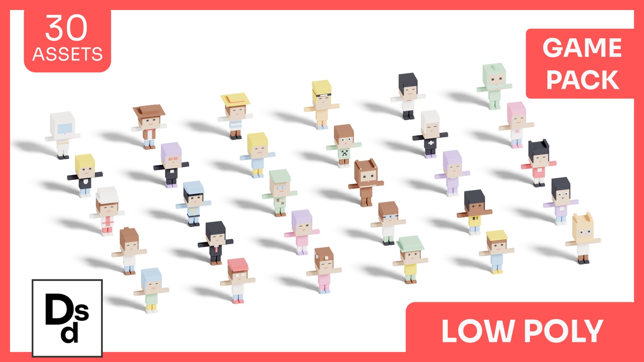 Low Poly People — 30 Stylized Characters Pack | Fab