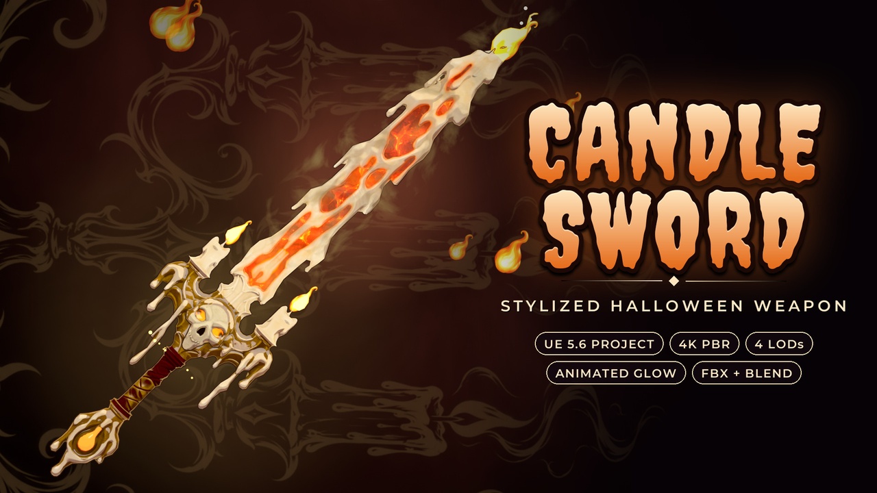 Media 1 for listing Candle Sword - Stylized Halloween Weapon