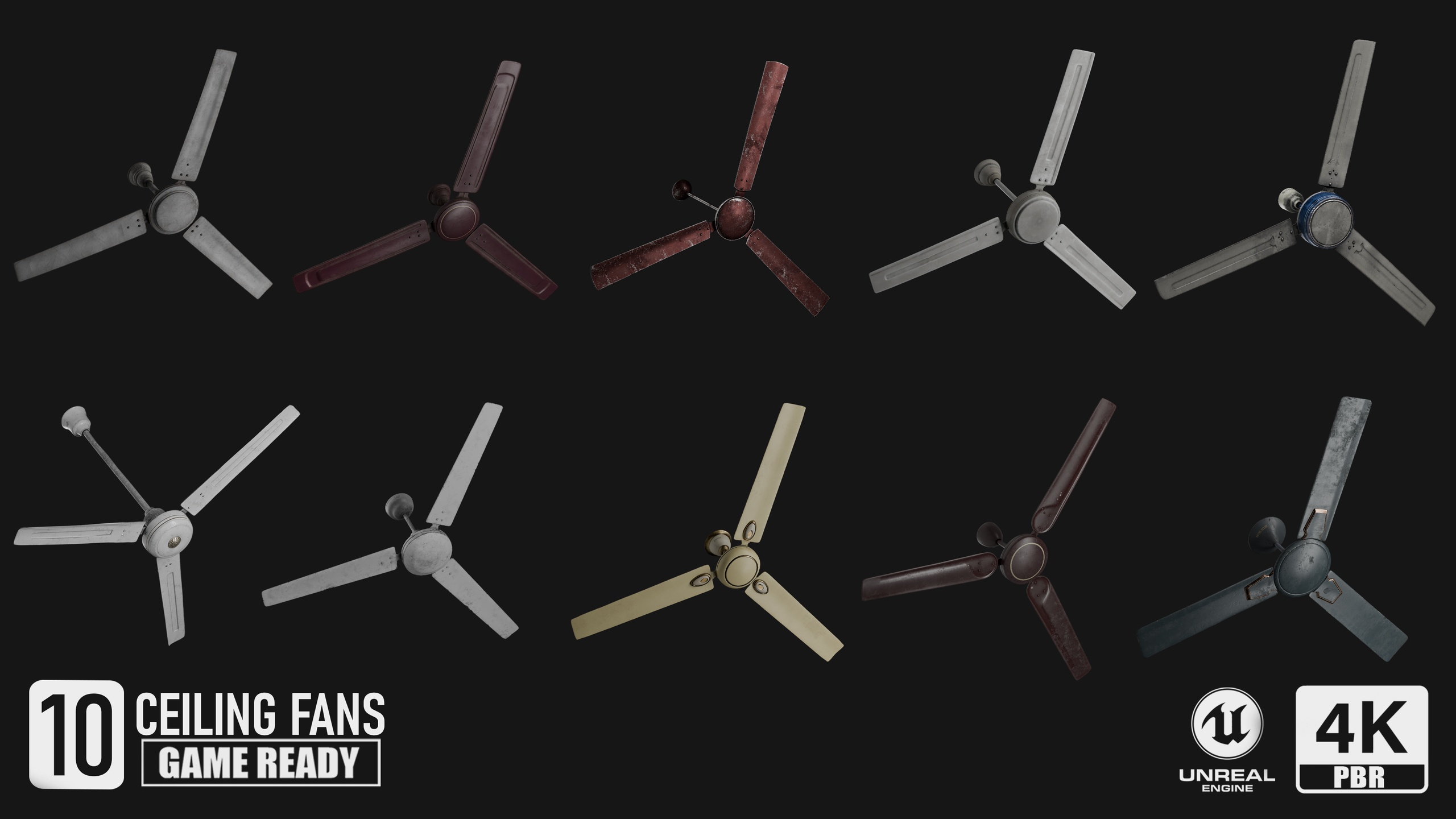Media 1 for listing 10 Ceiling Fan Pack - 60 PBR Textures sets