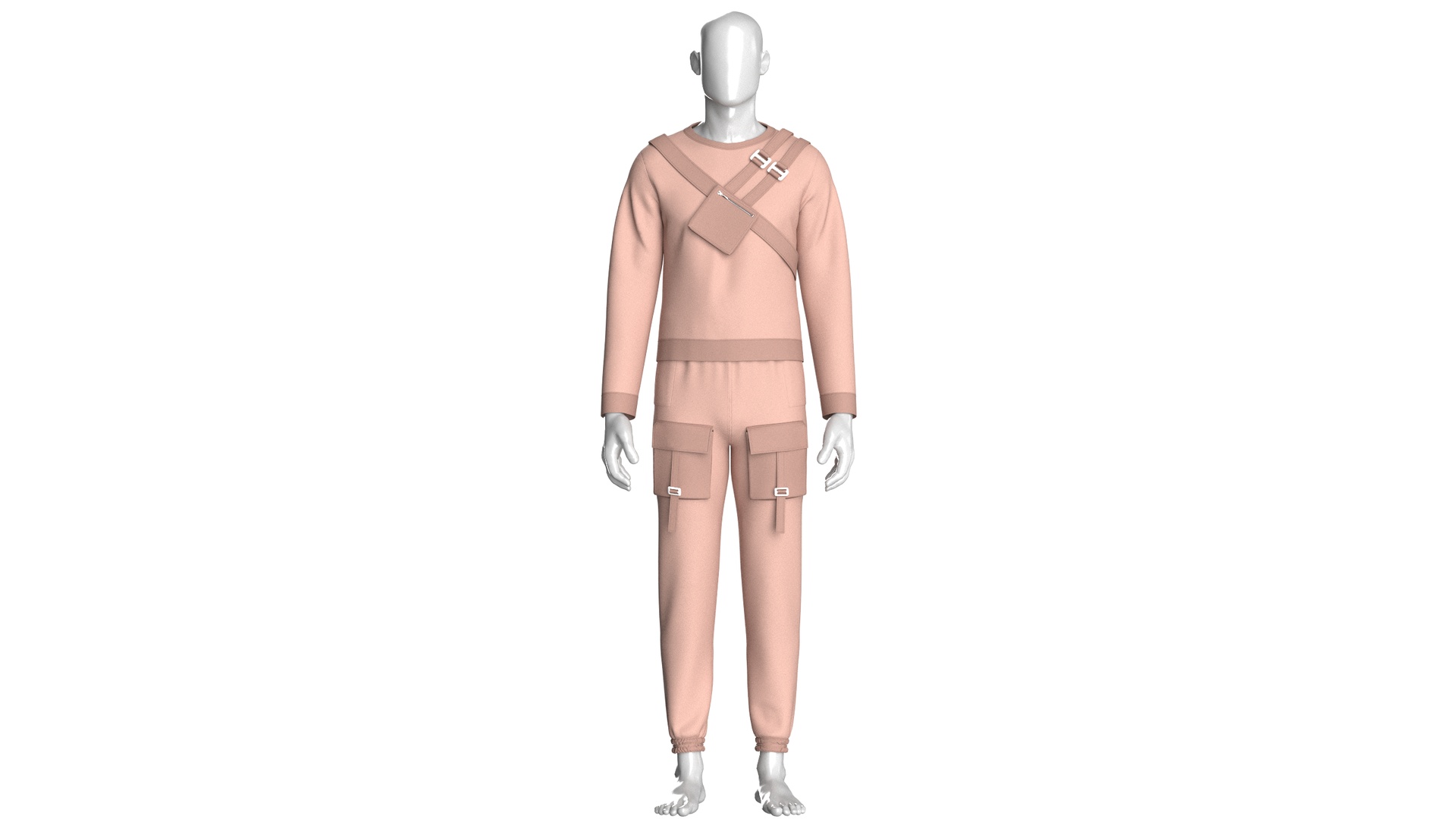 Media 1 for listing Men Chest Buckle Sweatshirt With Joggers - Outfit | High Poly