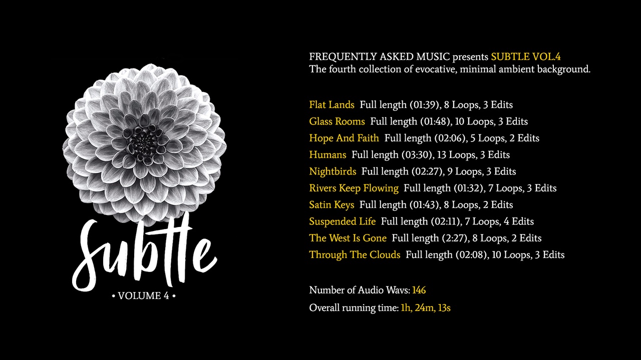 Media 1 for listing Subtle - Vol. 4 - Ambient Music Backgrounds