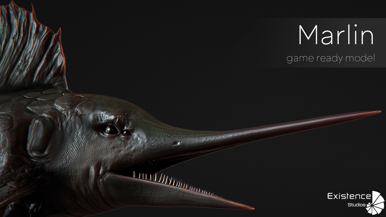Media 1 for listing Marlin Sailfish - Ocean Horror Monster - Fish Low Poly Model - #3