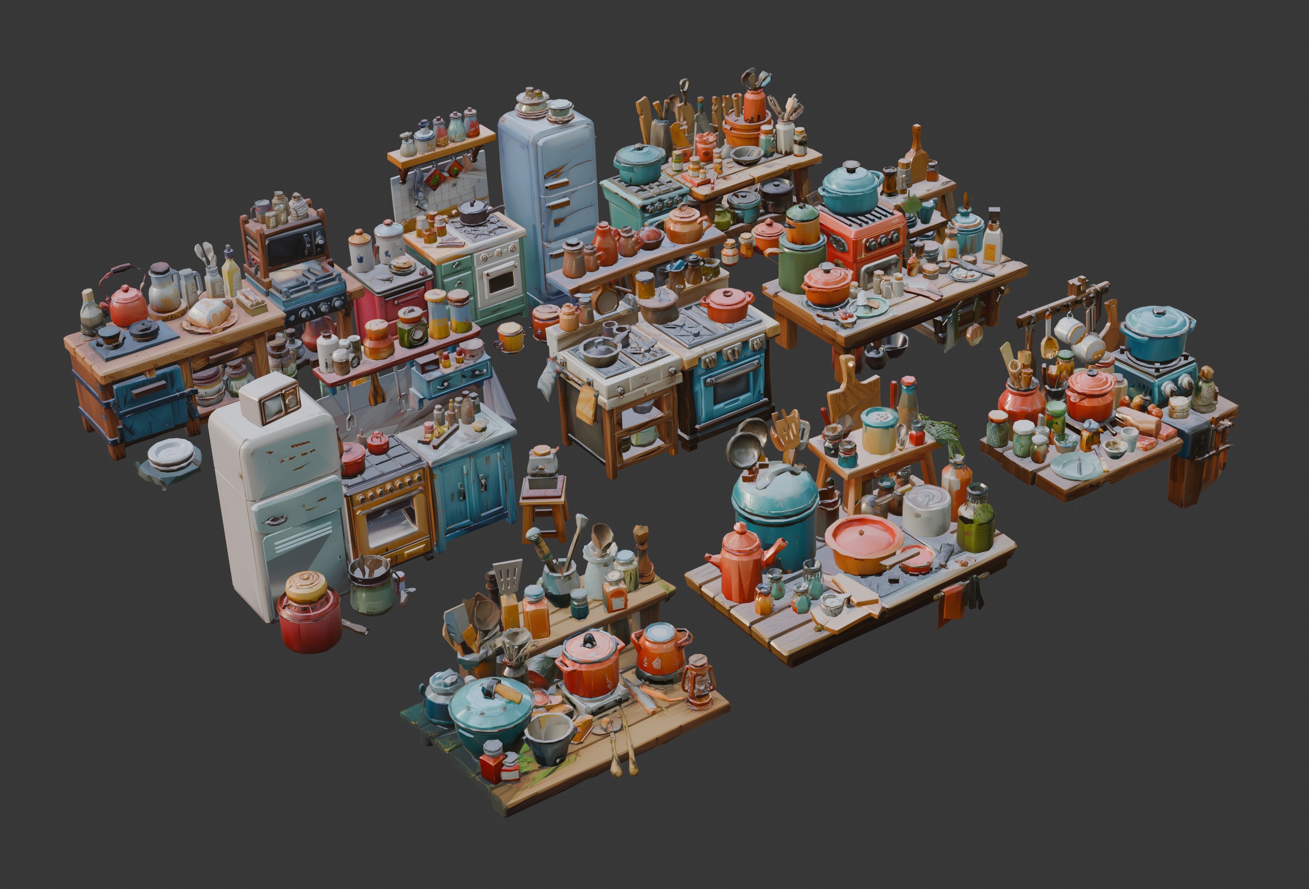 Media 1 for listing stylized kitchen props set 3