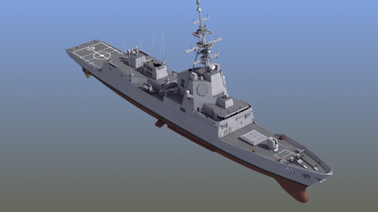 Media 1 for listing HMAS Brisbane D41 Hobart Class Destroyer Australian Navy Game Ready 3D Model