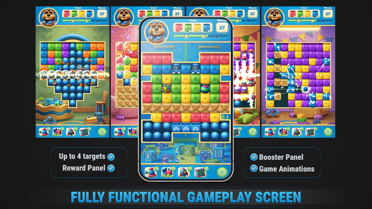 Media 1 for listing MK Match-2 Blast Kit • Puzzle Game Template