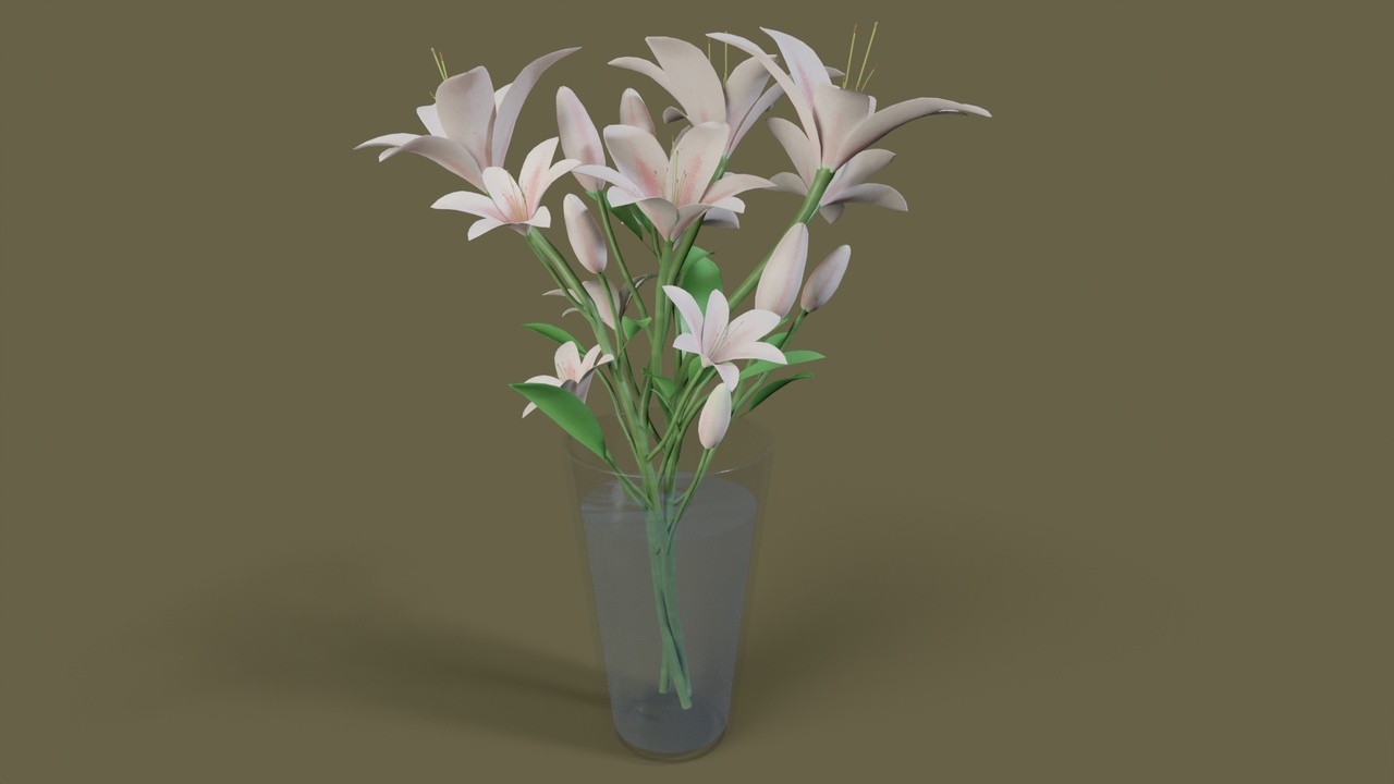 Media 1 for listing Lily Bouquet in Glass Vase with Water – 3D Model
