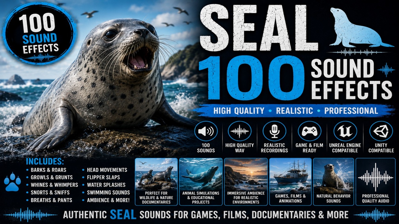 Media 1 for listing Seal Sounds 100 Sound Effects FX – Seal Calls, Barks, Grunts & Marine