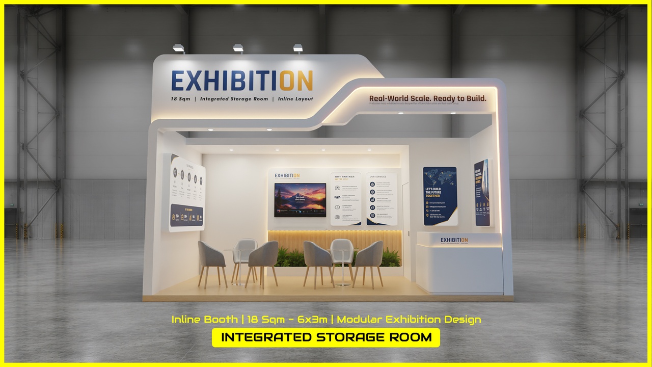 Media 1 for listing Modular 18 Sqm Exhibition Stand: Integrated Storage Room | Inline Space