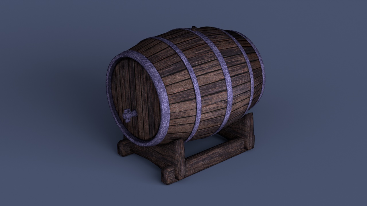 Media 1 for listing Pixel-Style Medieval Barrel – Stylized Wooden Prop for Retro Games