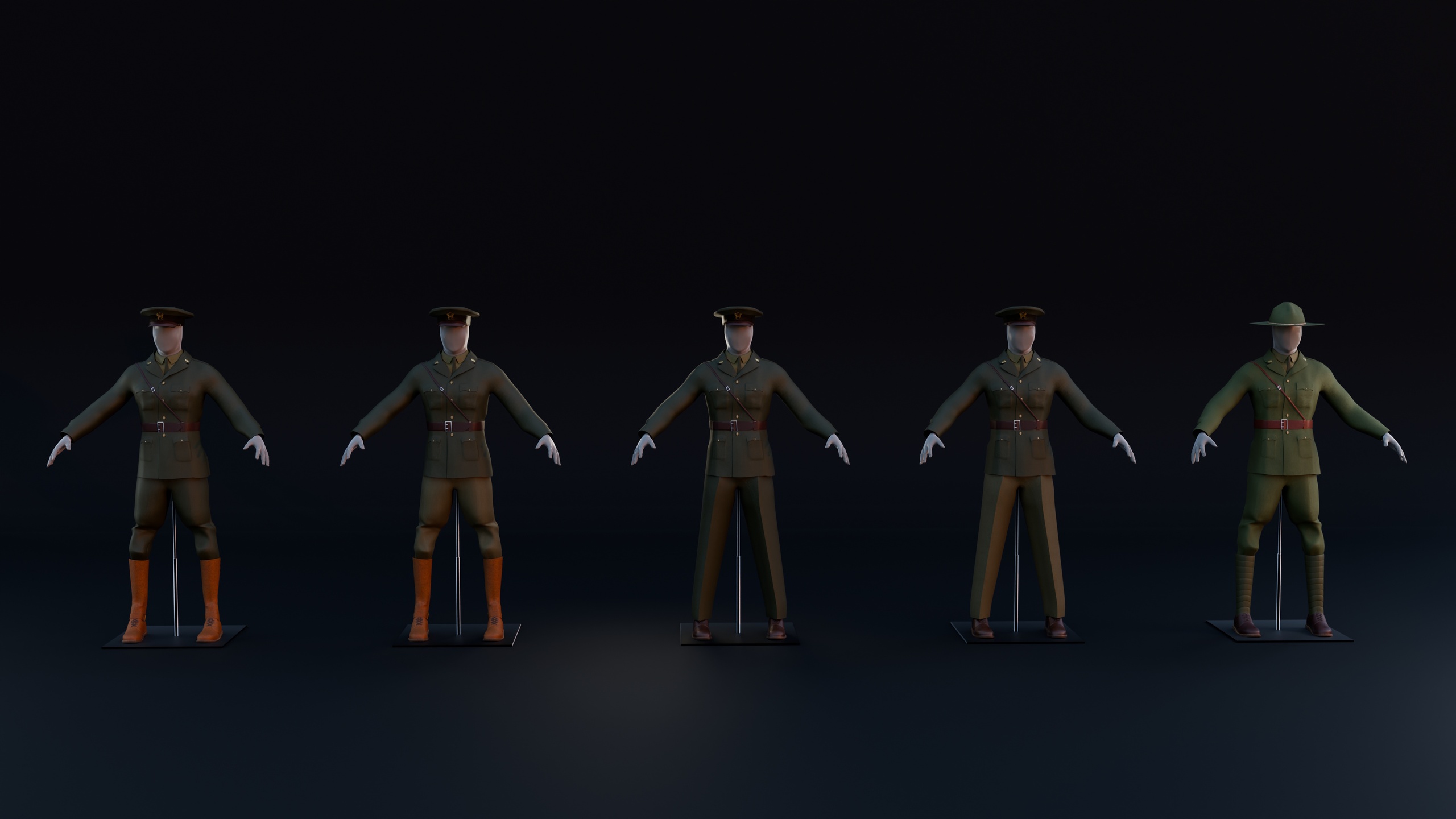 Media 1 for listing 1930s US Military Uniform Officer Soldier Set FBX GLB BLEND Game 3D model