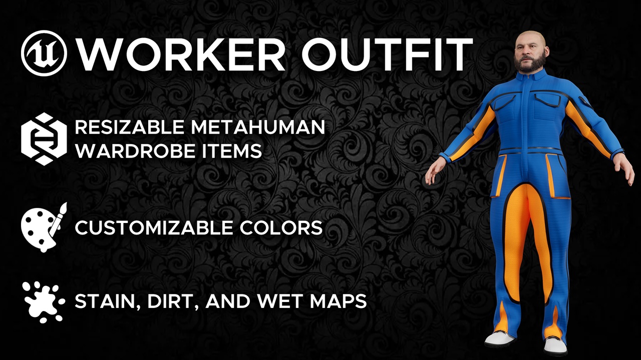 Media 1 for listing MetaHuman Worker Outfit - Industrial Coverall and Boots