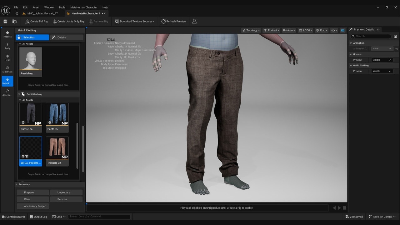 Media 1 for listing Trousers for Metahuman 43 - MHPKG