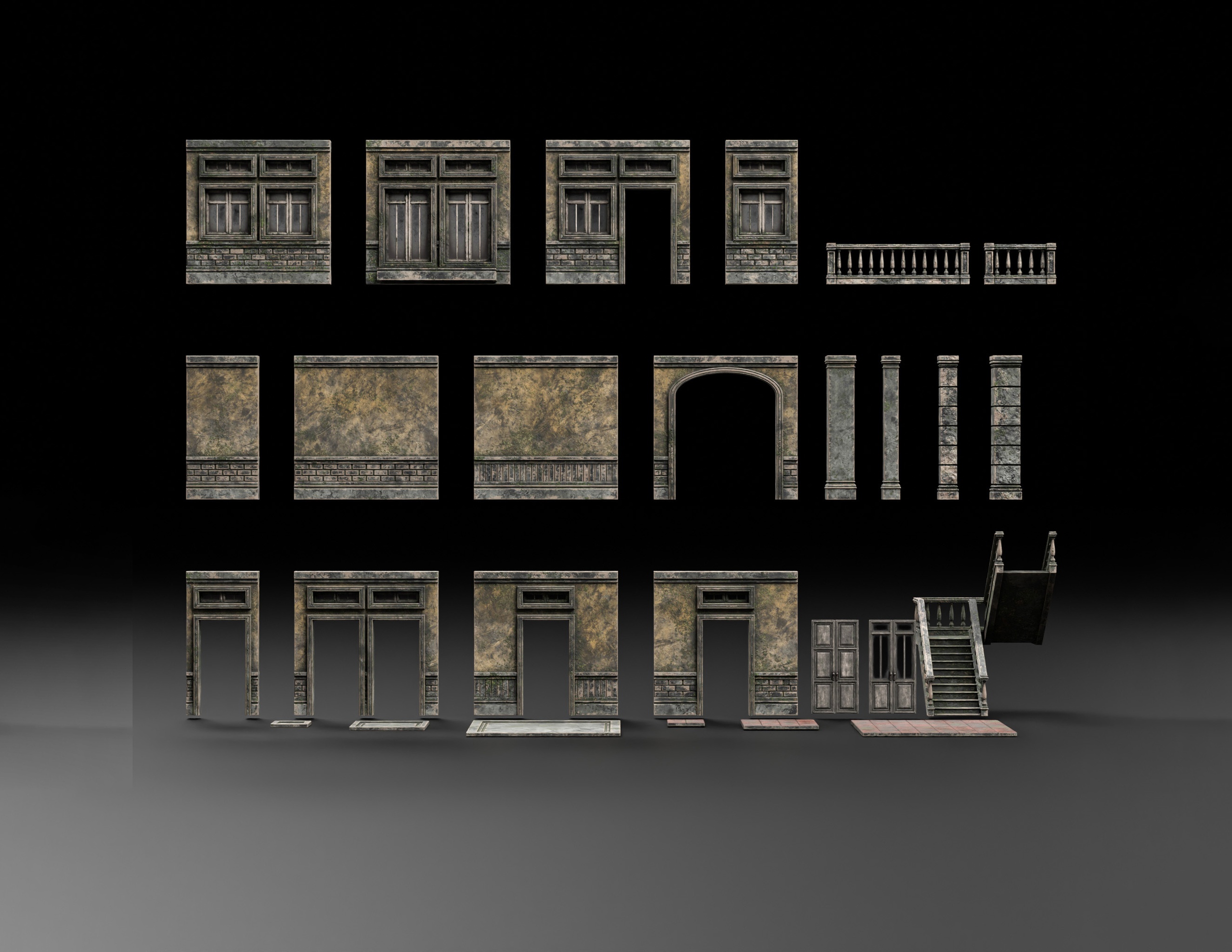 Media 1 for listing ABANDONED OLD WALL MODULAR KITBASH 01