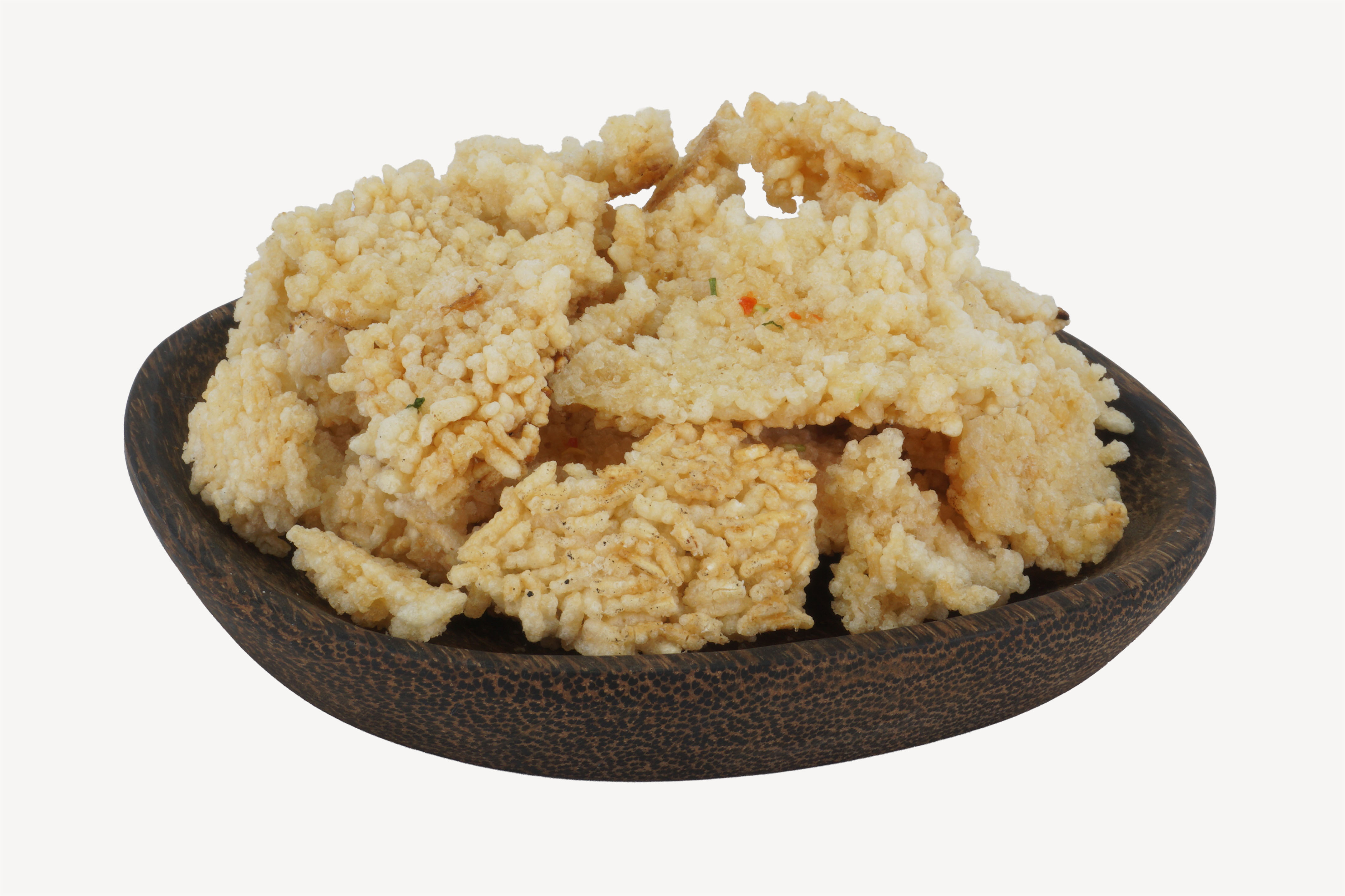 Fab Rice Puffed Rice Crackers on Dark Wood Plate | Fab