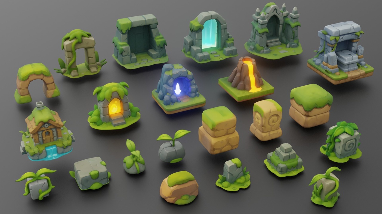 Media 1 for listing Stylized Remains - Tilebased Mobile Game Assets Vol2 - GameReady - LowPoly