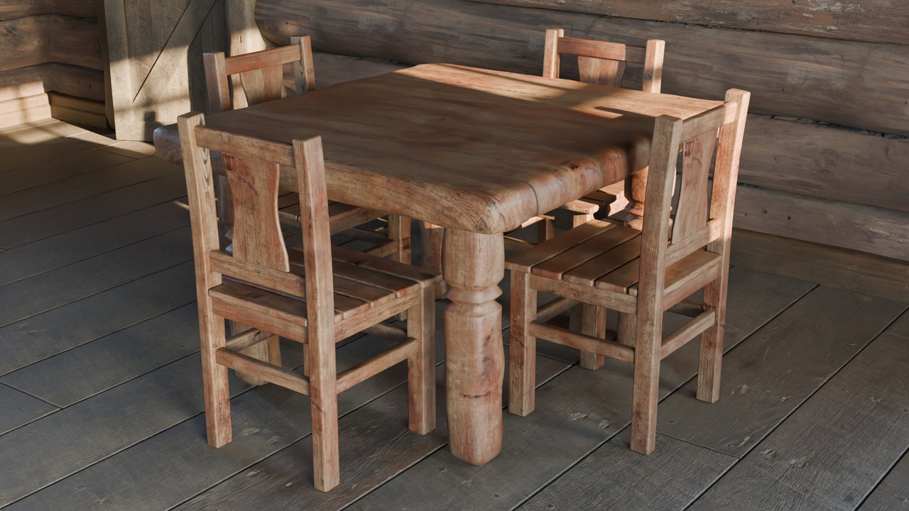 Mídia 1 do anúncio Rustic Dining Table with 4 Chairs - Country Furniture Set