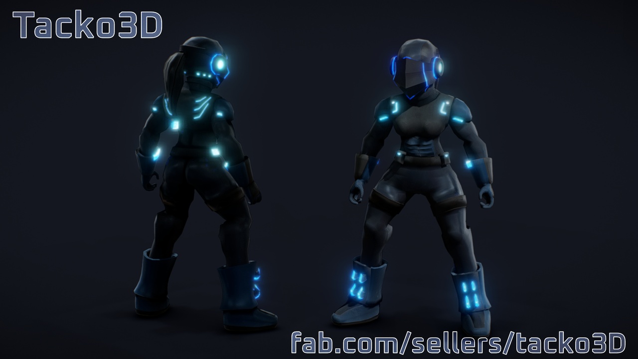 Media 1 for listing Viper Cyborg - Low Poly Sci-Fi Ninja (Sword and Gun Included)