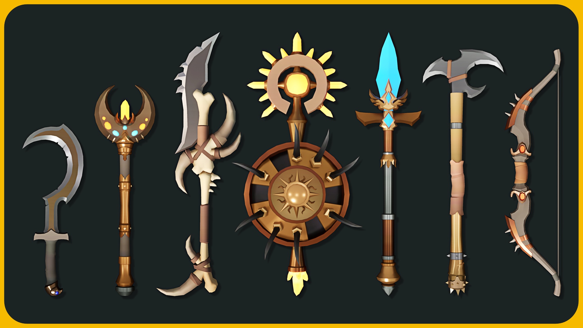 Media 1 for listing Stylized Desert Fantasy Weapons - Low Poly Asset Pack